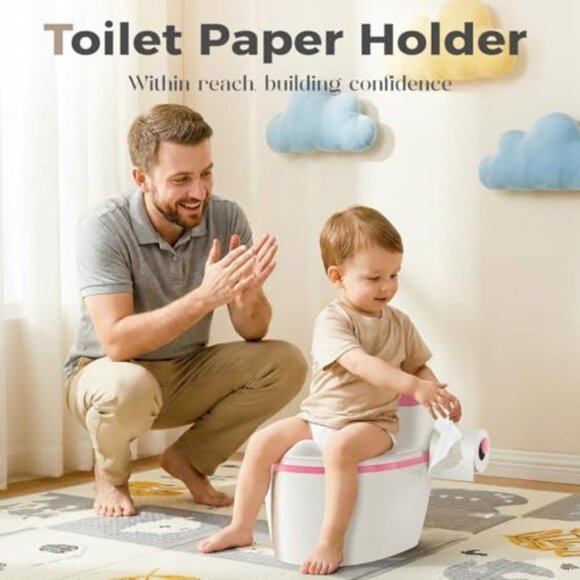 3-in-1 Toddler Potty Training Toilet with Flushing Sound, Wipes Storage & Toilet - Picture 7 of 7
